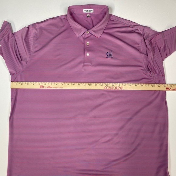 Peter Millar Summer Comfort XXL Pink Striped Golf Polo Shirt Greenbrier Logo‎ - Picture 4 of 10